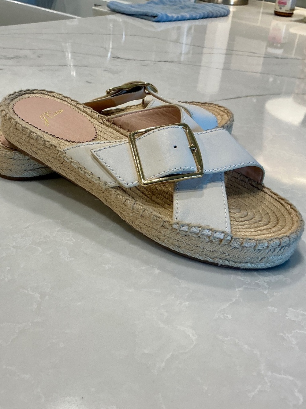 J Crew leather cross strap buckle espadrilles sandals size 9